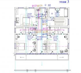 Проект вентиляции в коттедже (3 этаж)